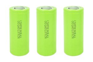 three 26650 lithium batteries
